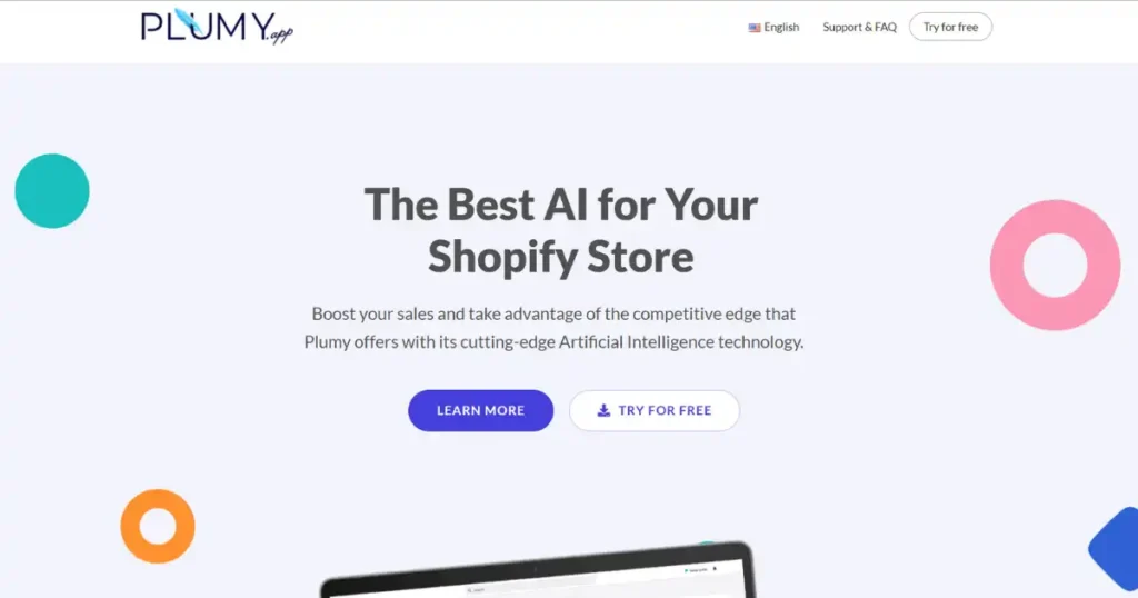 Plumy, the AI-driven tool designed to enhance your Shopify store with powerful ecommerce solutions.